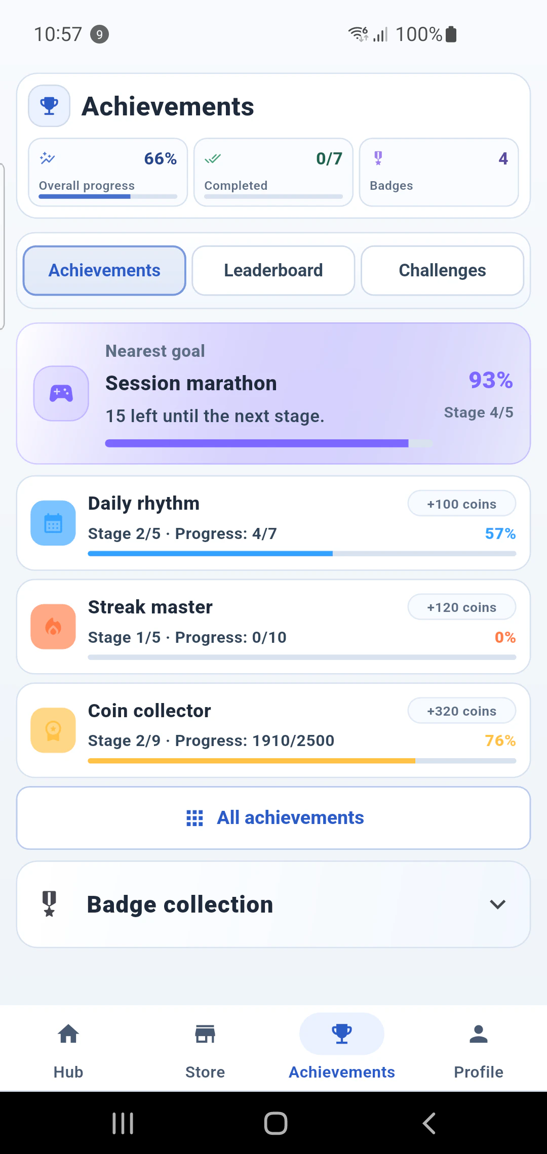 See earned progress