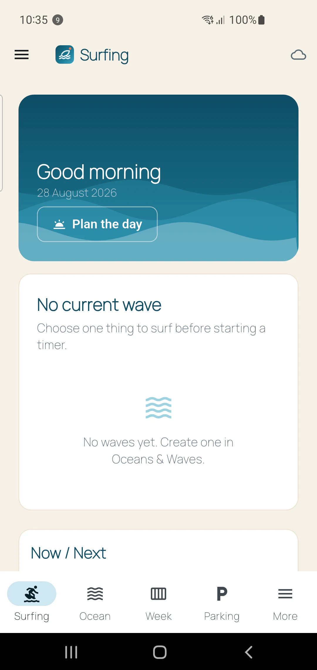 One wave in view